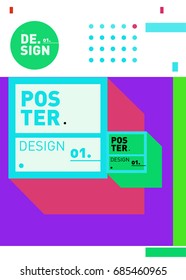 Vector poster template cover design. Future geometric graphic art template. Simple minimalist wallpaper design style.