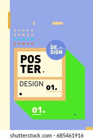 Vector poster template cover design. Future geometric graphic art template. Simple minimalist wallpaper design style.