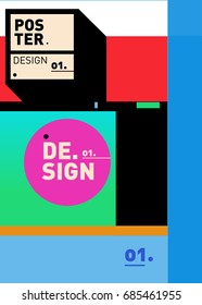 Vector poster template cover design. Future geometric graphic art template. Simple minimalist wallpaper design style.