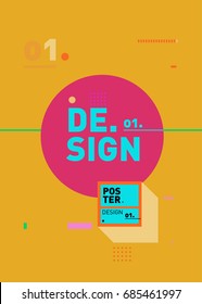 Vector poster template cover design. Future geometric graphic art template. Simple minimalist wallpaper design style.
