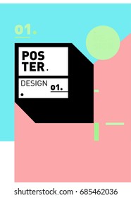 Vector poster template cover design. Future geometric graphic art template. Simple minimalist wallpaper design style.