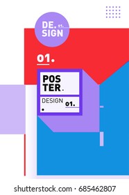 Vector poster template cover design. Future geometric graphic art template. Simple minimalist wallpaper design style.