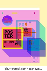 Vector poster template cover design. Future geometric graphic art template. Simple minimalist wallpaper design style.