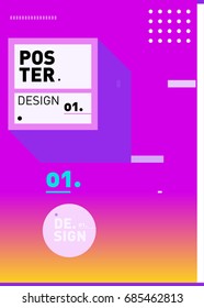 Vector poster template cover design. Future geometric graphic art template. Simple minimalist wallpaper design style.