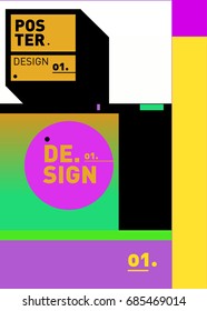 Vector poster template cover design. Future geometric graphic art template. Simple minimalist wallpaper design style.
