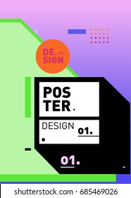Vector poster template cover design. Future geometric graphic art template. Simple minimalist wallpaper design style.