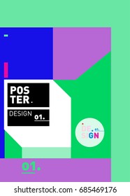Vector poster template cover design. Future geometric graphic art template. Simple minimalist wallpaper design style.