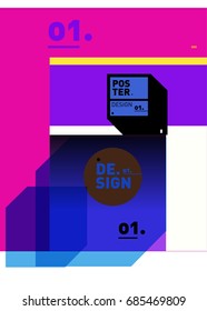 Vector poster template cover design. Future geometric graphic art template. Simple minimalist wallpaper design style.