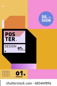 Vector poster template cover design. Future geometric graphic art template. Simple minimalist wallpaper design style.