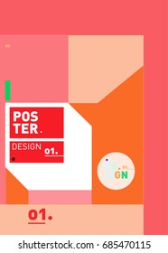 Vector poster template cover design. Future geometric graphic art template. Simple minimalist wallpaper design style.