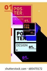 Vector poster template cover design. Future geometric graphic art template. Simple minimalist wallpaper design style.