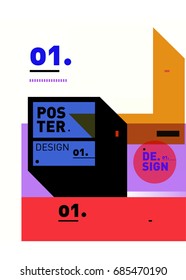 Vector poster template cover design. Future geometric graphic art template. Simple minimalist wallpaper design style.