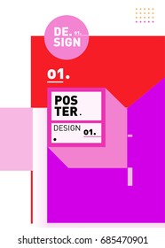 Vector poster template cover design. Future geometric graphic art template. Simple minimalist wallpaper design style.
