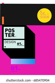 Vector poster template cover design. Future geometric graphic art template. Simple minimalist wallpaper design style.
