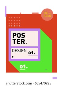 Vector poster template cover design. Future geometric graphic art template. Simple minimalist wallpaper design style.