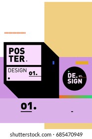 Vector poster template cover design. Future geometric graphic art template. Simple minimalist wallpaper design style.
