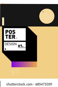 Vector poster template cover design. Future geometric graphic art template. Simple minimalist wallpaper design style.