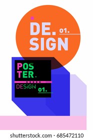Vector poster template cover design. Future geometric graphic art template. Simple minimalist wallpaper design style.