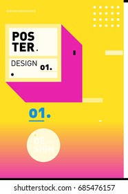 Vector poster template cover design. Future geometric graphic art template. Simple minimalist wallpaper design style.