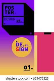 Vector poster template cover design. Future geometric graphic art template. Simple minimalist wallpaper design style.