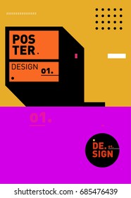 Vector poster template cover design. Future geometric graphic art template. Simple minimalist wallpaper design style.