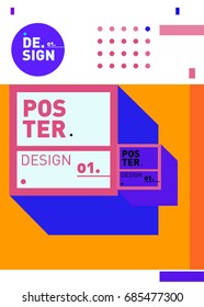 Vector poster template cover design. Future geometric graphic art template. Simple minimalist wallpaper design style.