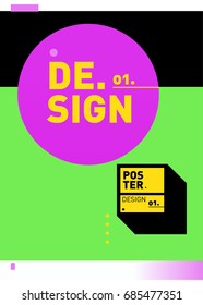 Vector poster template cover design. Future geometric graphic art template. Simple minimalist wallpaper design style.