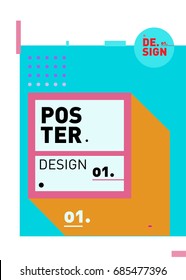 Vector poster template cover design. Future geometric graphic art template. Simple minimalist wallpaper design style.