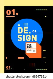 Vector poster template cover design. Future geometric graphic art template. Simple minimalist wallpaper design style.