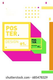 Vector poster template cover design. Future geometric graphic art template. Simple minimalist wallpaper design style.