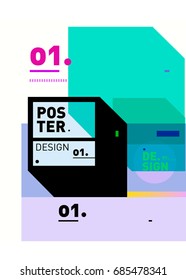 Vector poster template cover design. Future geometric graphic art template. Simple minimalist wallpaper design style.