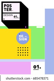 Vector poster template cover design. Future geometric graphic art template. Simple minimalist wallpaper design style.