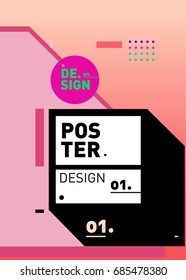 Vector poster template cover design. Future geometric graphic art template. Simple minimalist wallpaper design style.