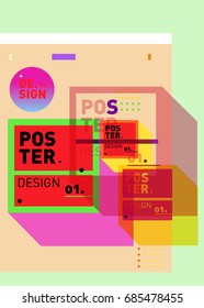 Vector poster template cover design. Future geometric graphic art template. Simple minimalist wallpaper design style.