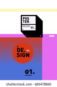 Vector poster template cover design. Future geometric graphic art template. Simple minimalist wallpaper design style.