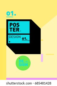 Vector poster template cover design. Future geometric graphic art template. Simple minimalist wallpaper design style.