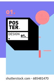 Vector poster template cover design. Future geometric graphic art template. Simple minimalist wallpaper design style.