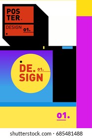 Vector poster template cover design. Future geometric graphic art template. Simple minimalist wallpaper design style.
