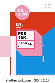 Vector poster template cover design. Future geometric graphic art template. Simple minimalist wallpaper design style.
