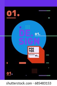 Vector poster template cover design. Future geometric graphic art template. Simple minimalist wallpaper design style.