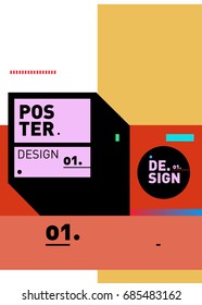 Vector poster template cover design. Future geometric graphic art template. Simple minimalist wallpaper design style.