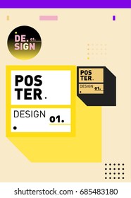 Vector poster template cover design. Future geometric graphic art template. Simple minimalist wallpaper design style.