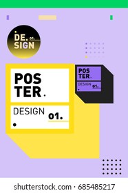 Vector poster template cover design. Future geometric graphic art template. Simple minimalist wallpaper design style.