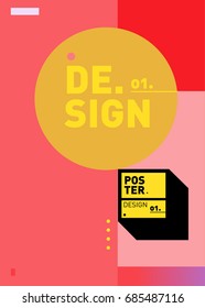 Vector poster template cover design. Future geometric graphic art template. Simple minimalist wallpaper design style.