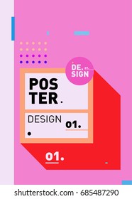 Vector poster template cover design. Future geometric graphic art template. Simple minimalist wallpaper design style.