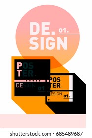 Vector poster template cover design. Future geometric graphic art template. Simple minimalist wallpaper design style.