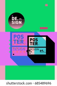 Vector poster template cover design. Future geometric graphic art template. Simple minimalist wallpaper design style.