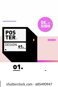Vector poster template cover design. Future geometric graphic art template. Simple minimalist wallpaper design style.