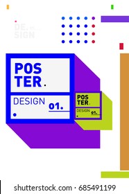 Vector poster template cover design. Future geometric graphic art template. Simple minimalist wallpaper design style.