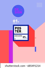 Vector poster template cover design. Future geometric graphic art template. Simple minimalist wallpaper design style.